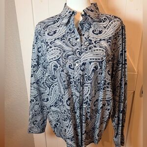 Ralph Lauren Navy and White Paisley Shirt